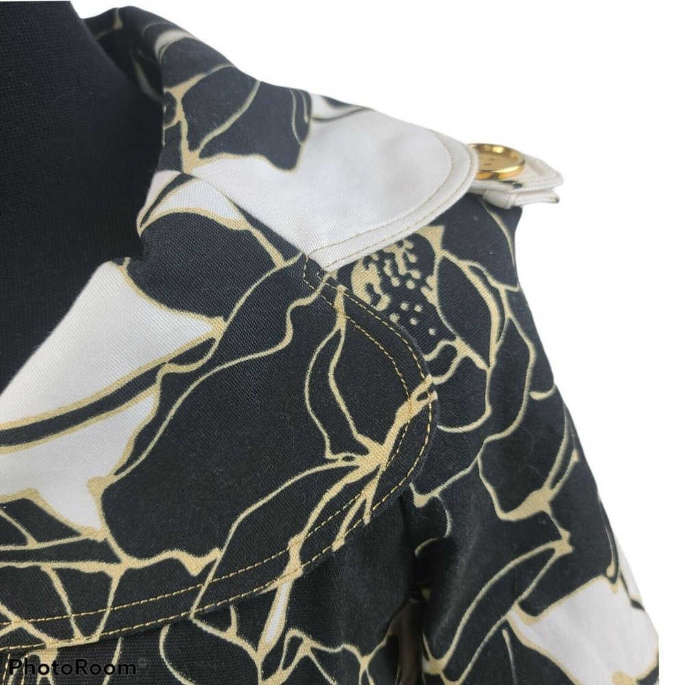 Cache Vintage White Print 3/4 Puff Sleeve Jacket S - Picture 5 of 11